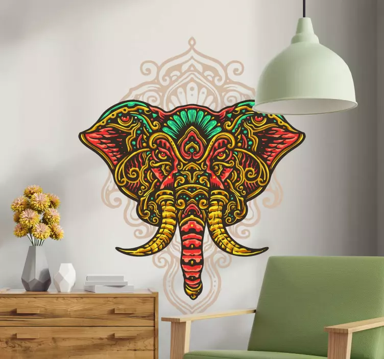 Dambulla elefant mandala vilda djur dekal - Tenstickers