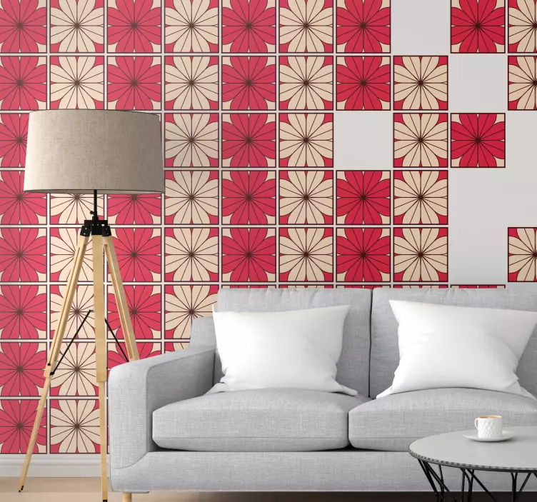 Dekorativ klistermärke blommotiv plattor - Tenstickers