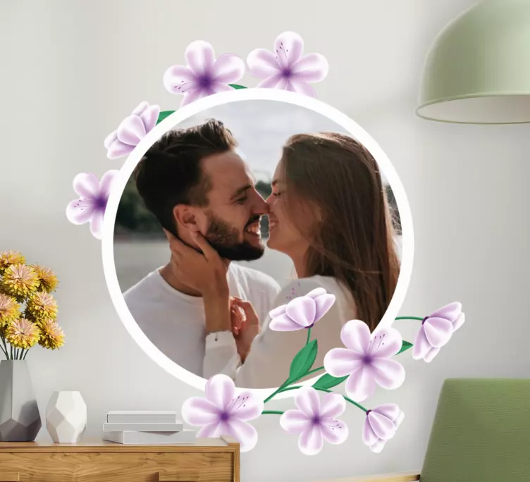 Dekorativ klistermärke blomsterfoto cirkel - Tenstickers