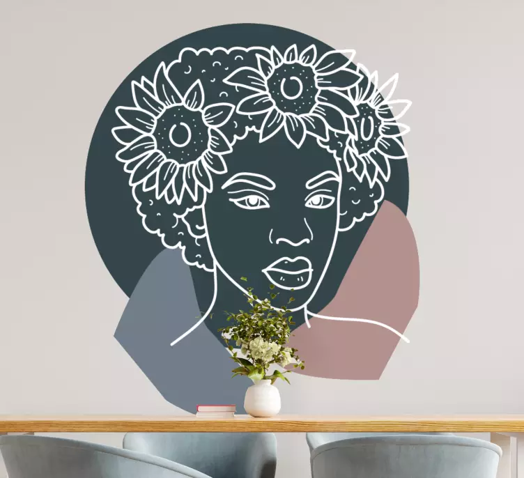 Dekorativ klistermärke blomsterkvinnoporträtt - Tenstickers