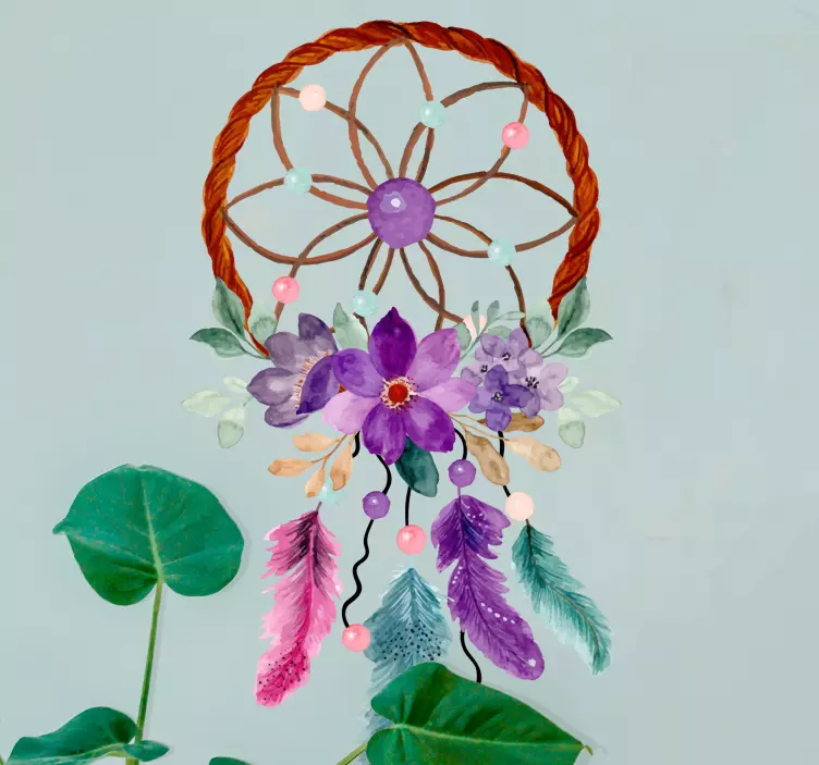 Dekorativ klistermärke drömfångare blomma - Tenstickers