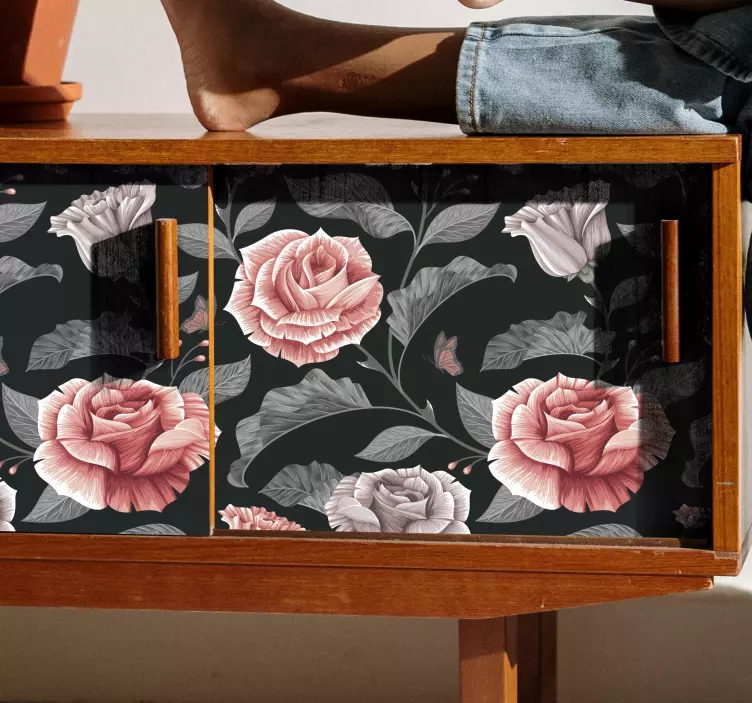 Dekorativ klistermärke elegant rosmotiv - Tenstickers