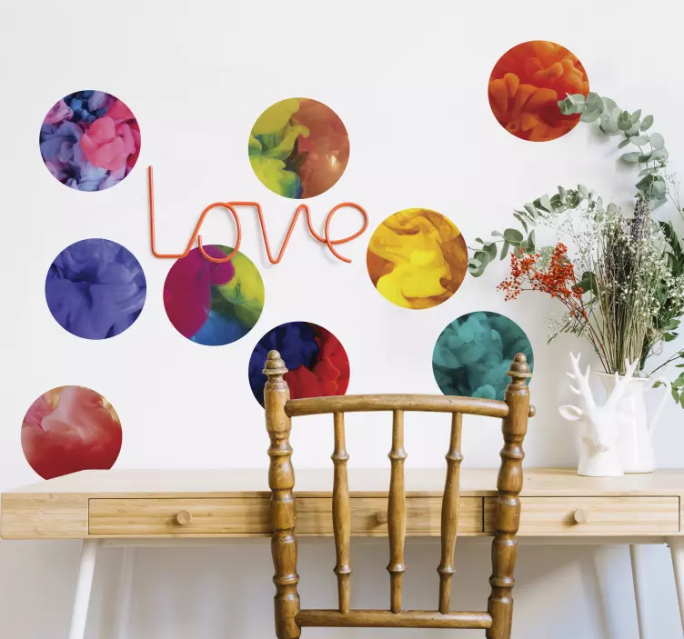 Dekorativ klistermärke färgglada abstrakta cirklar - Tenstickers