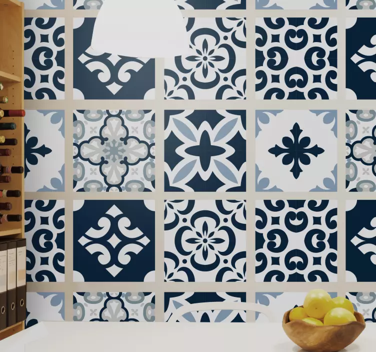 Dekorativ klistermärke navy geometriska mönster - Tenstickers