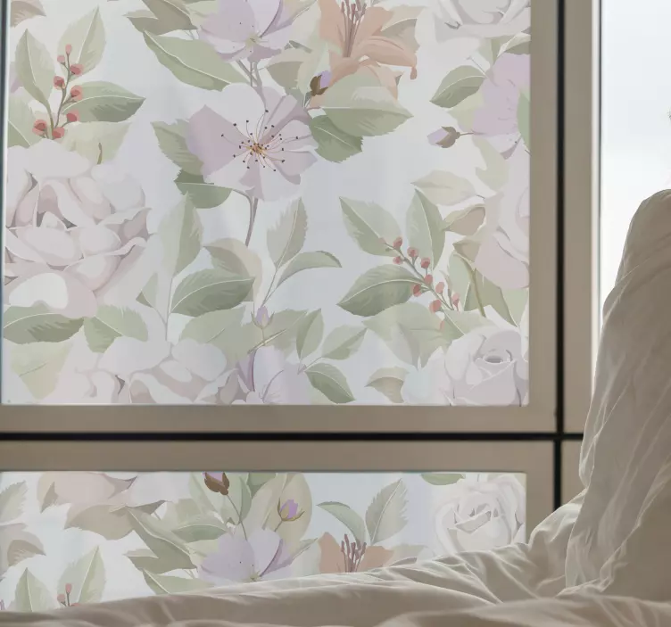 Delikat blomsterarrangemang fönster klistermärke - Tenstickers