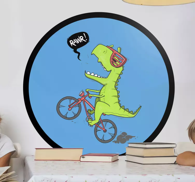 Dinosaur som cyklar klistermärke - Tenstickers