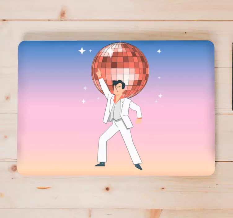 Disco boll illustration med färg laptop skal - Tenstickers
