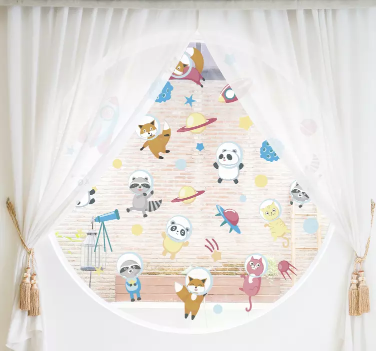 Djur i rymden fönster klistermärke - Tenstickers