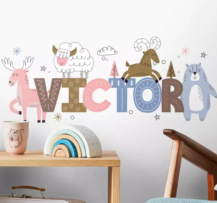 Djur med namn klistermärke för barn - Tenstickers
