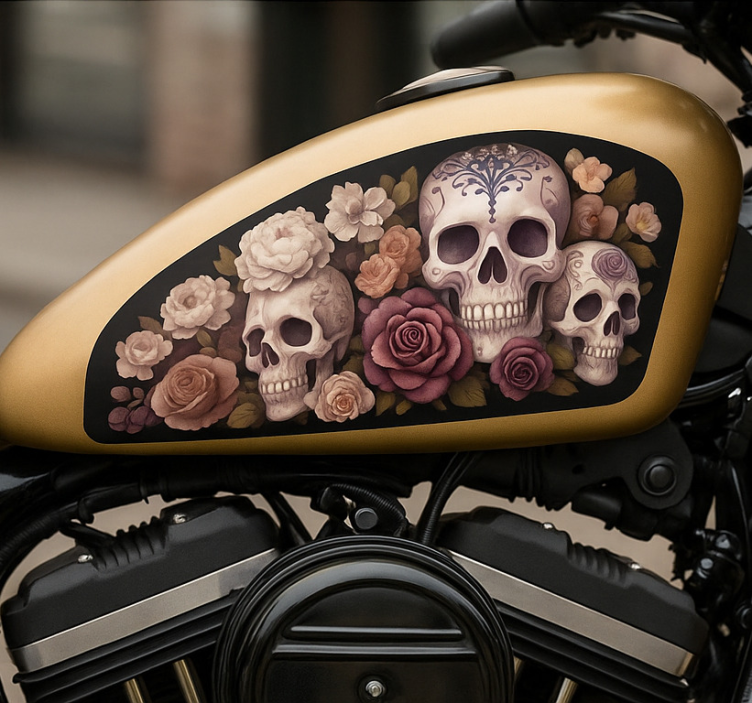 Död ros skalle motorcykelklistermärke - Tenstickers