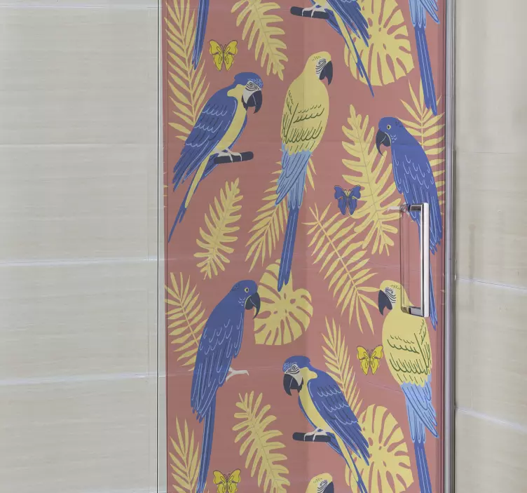 Duschkabin klistermärke färgglada papegojor mönster - Tenstickers