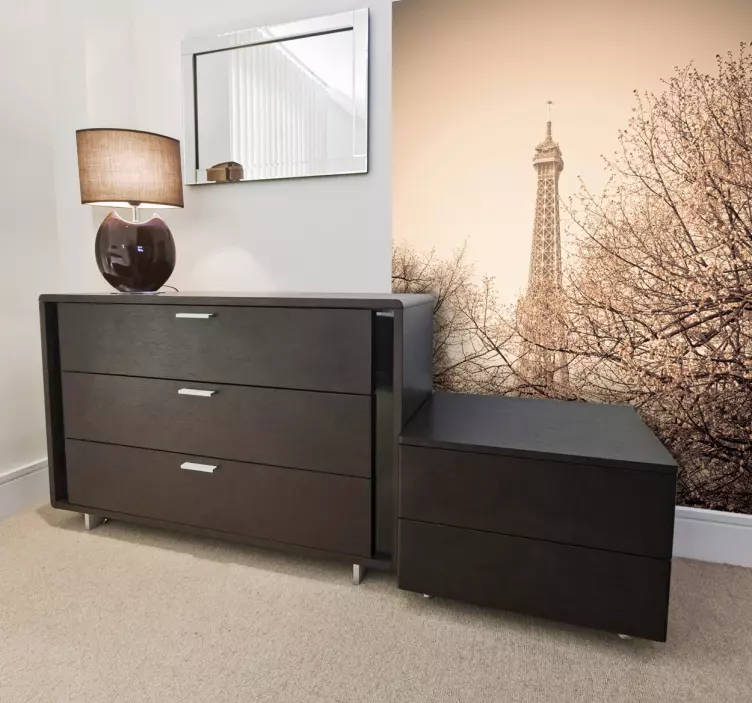 Eiffel handduk träd fototapet - Tenstickers