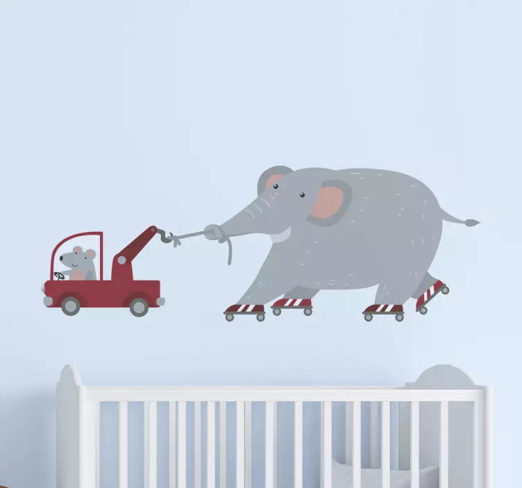Elefant med mus fototapet klistermärke - Tenstickers