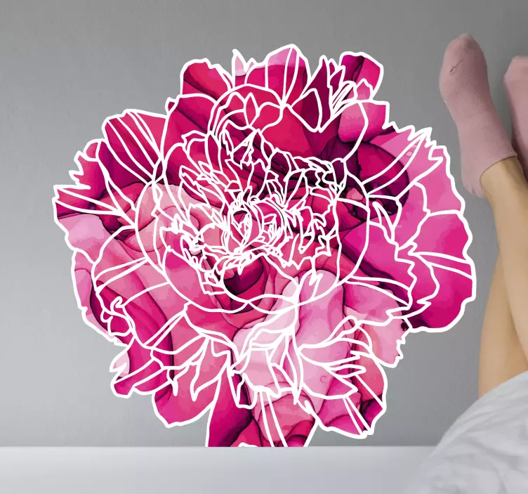 Elegant blommig kontur blomma klistermärke - Tenstickers