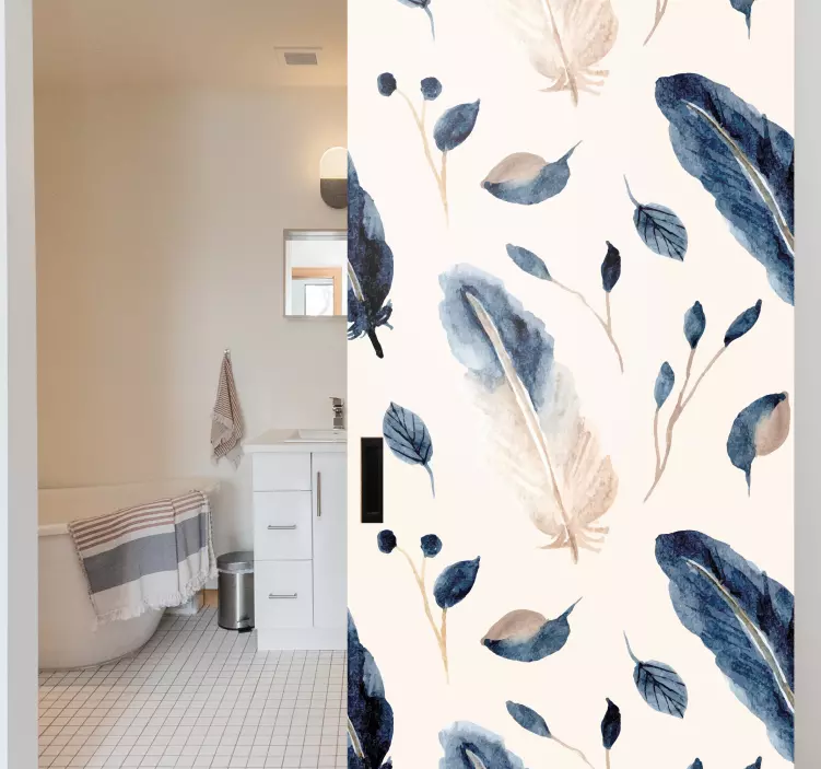 Eleganta bladmönster klistermärke för dörr - Tenstickers