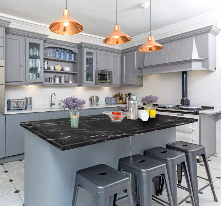 Encimera mármol negro Väggklistermärken texturer - Tenstickers