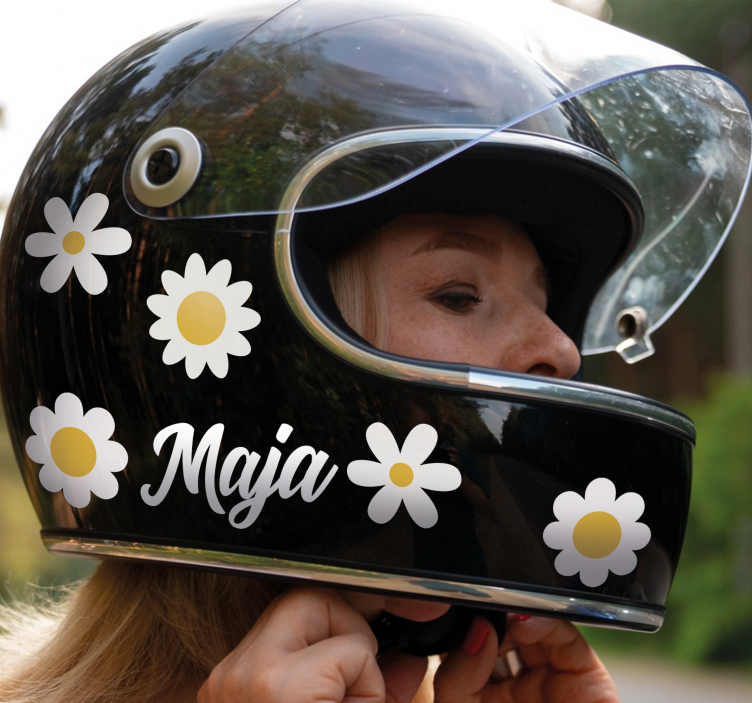 Enkel blomdesign med namn motorcykelklistermärke - Tenstickers