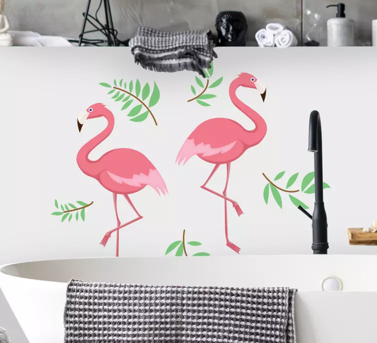 Fågelklistermärke med flamingo dekormotiv - Tenstickers