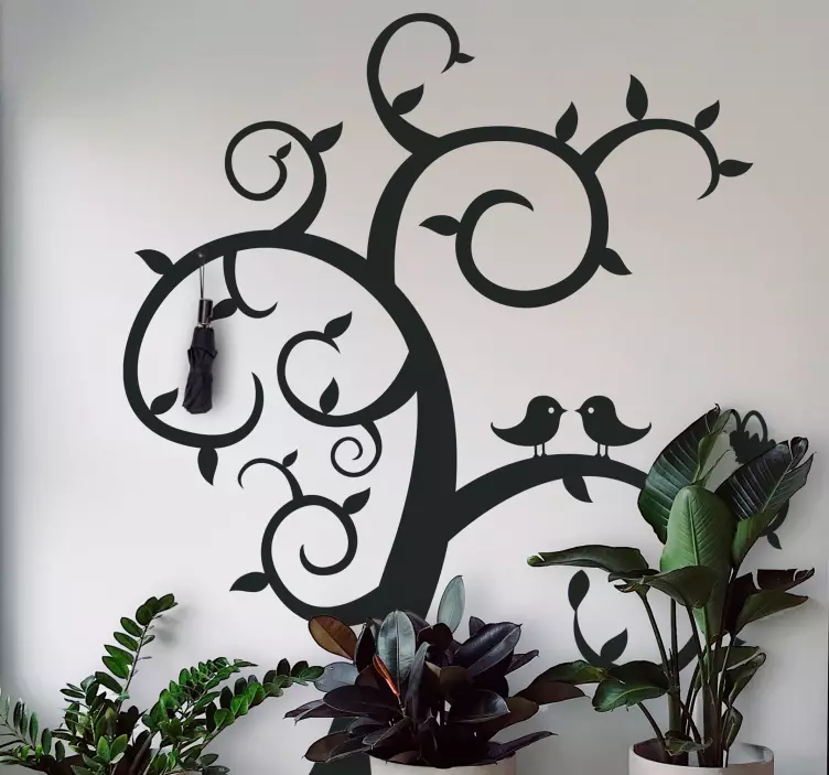 Fåglar på ett träd klädhängare klistermärke - Tenstickers