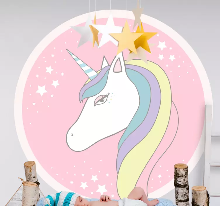 Fantastiska tecknade unicorn saga klistermärke - Tenstickers