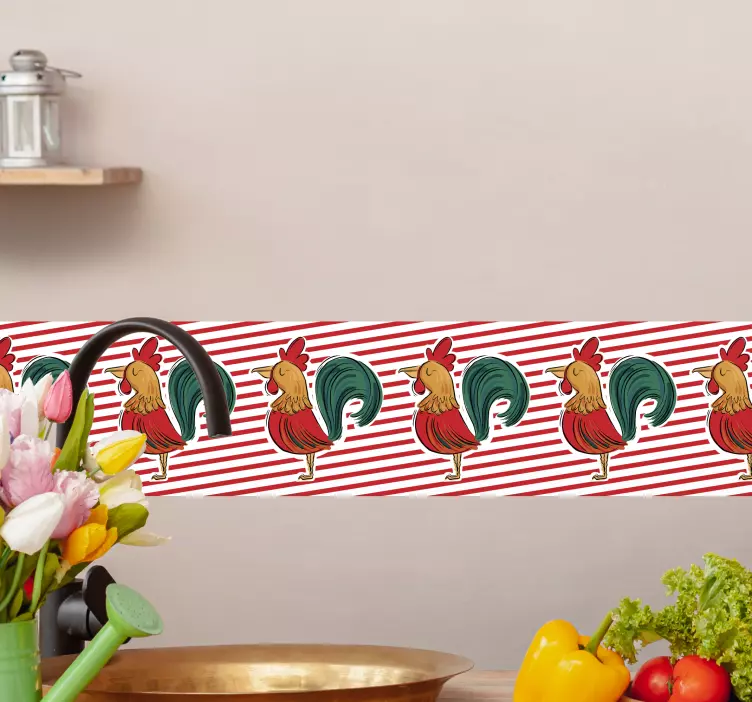 Färgad tuppdesign original kantdekal - Tenstickers