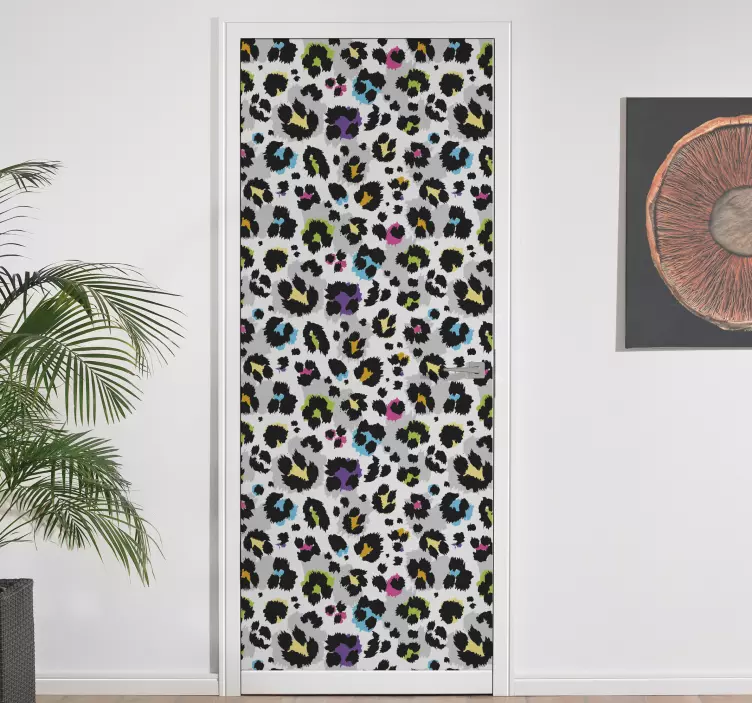 Färgglad djurmönstrad klistermärke för dörr - Tenstickers