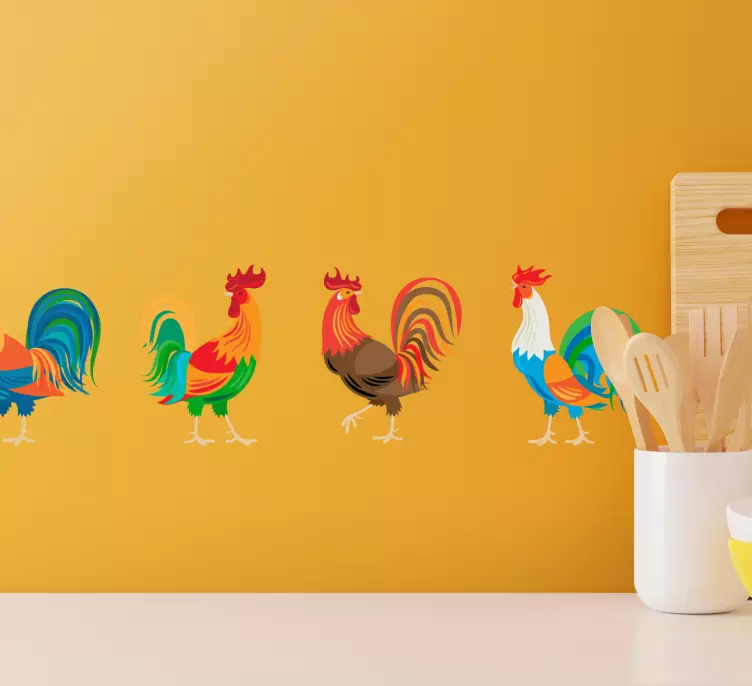 Färgglad höna klistermärke borband - Tenstickers
