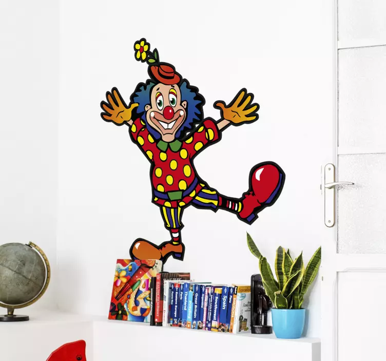 Färgglad klistermärke för glad clownbarn - Tenstickers