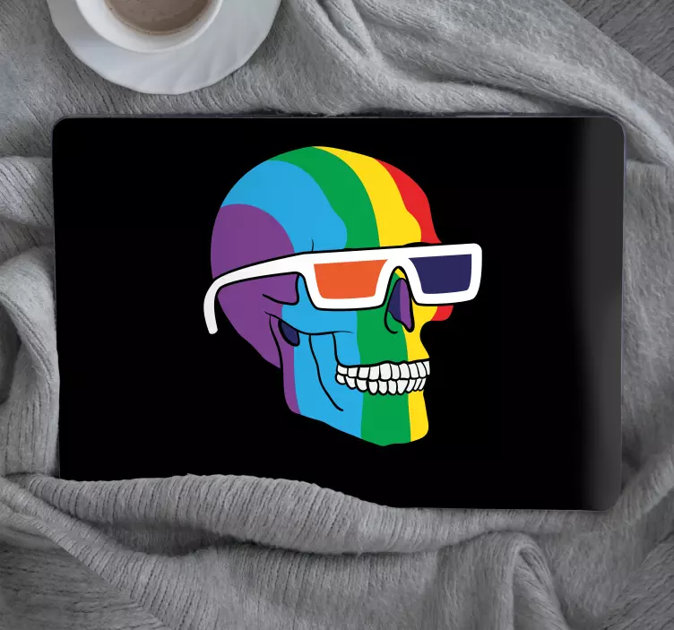 Färgglad skalle ram Laptop klistermärke - Tenstickers