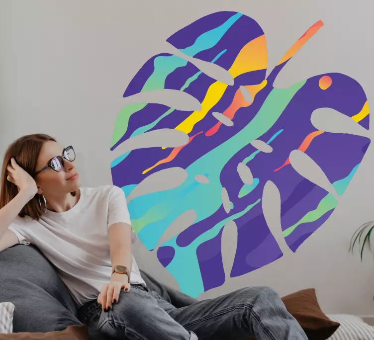 Färgglada blad abstrakt konst vägg konst klistermärke - Tenstickers