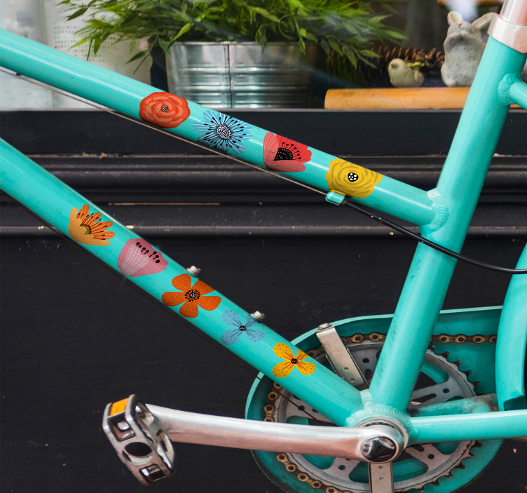 Färgglada blommor för Klistermärken cykel - Tenstickers
