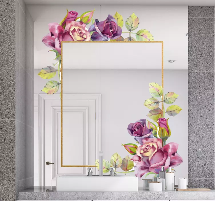 Färgglada blommor spegel klistermärke - Tenstickers