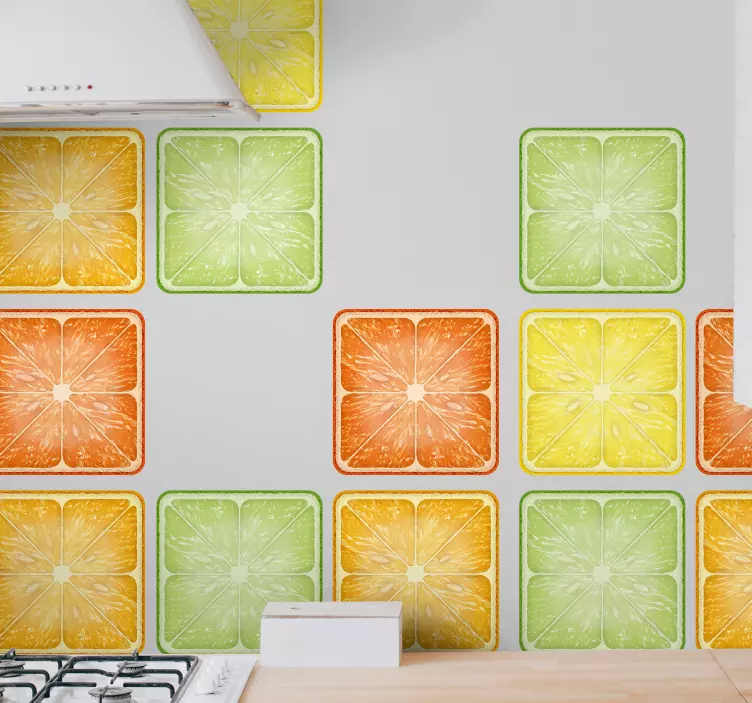 Färgglada citrusplattor vinyl klistermärke - Tenstickers