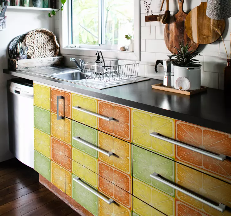 Färgglada citrus textur möbler klistermärke - Tenstickers