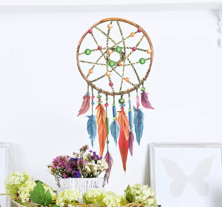 Färgglada dreamcatcher vägg klistermärke dekoration - Tenstickers