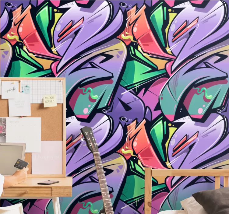 Färgglada graffiti konst vinyl tryck klistermärke - Tenstickers