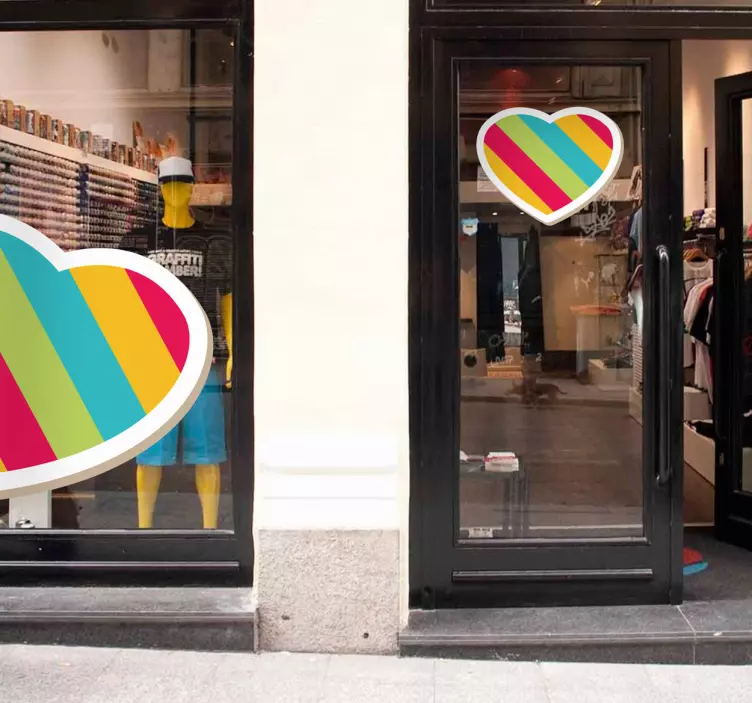 Färgglada hjärta klistermärke - Tenstickers