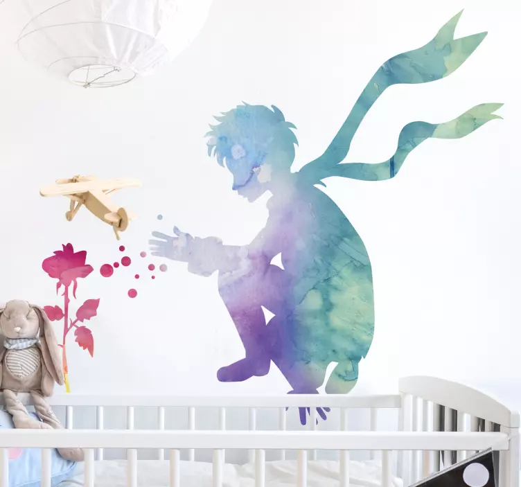 Färgglada liten prins och rosa klistermärke - Tenstickers