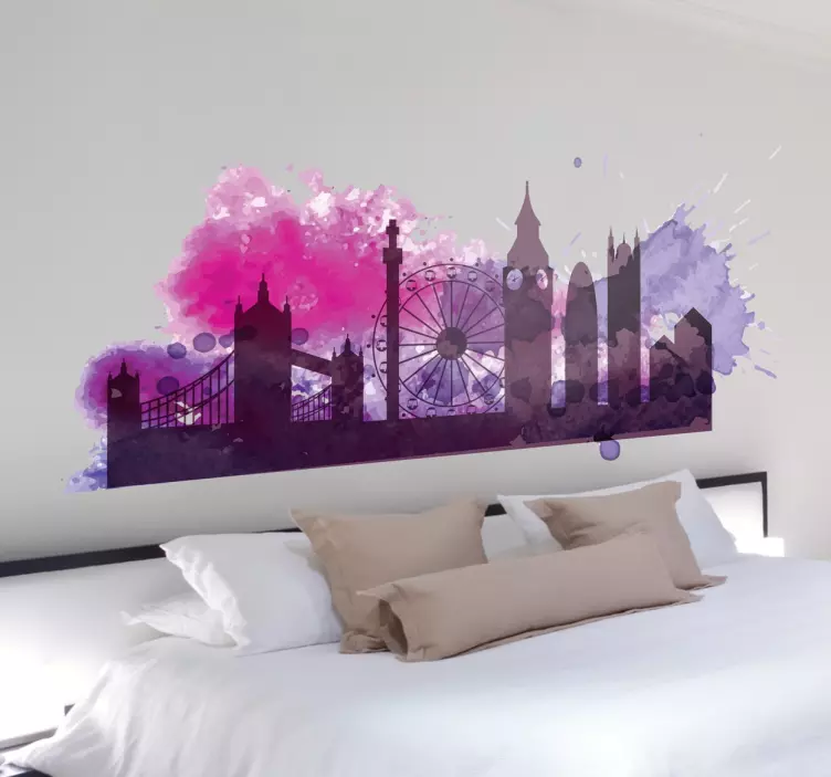 Färgglada london silhouette wall sticker - Tenstickers