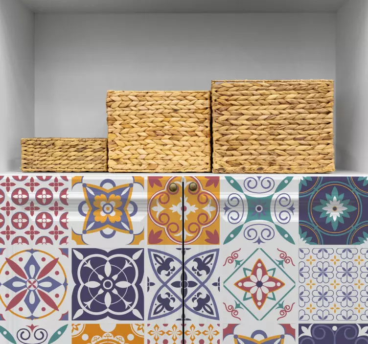 Färgglada mosaikmönster möbler dekal - Tenstickers