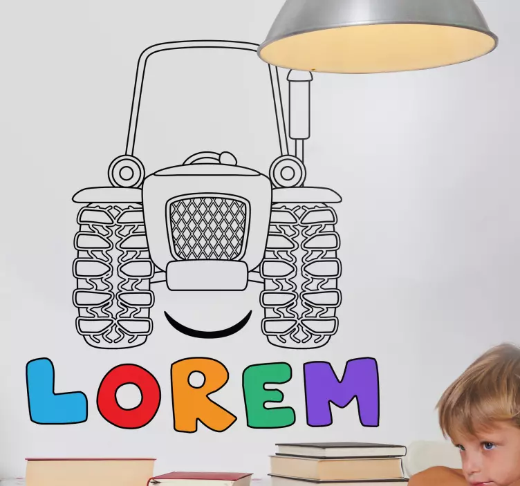 Färgglatt namn kontur traktor namn klistermärke - Tenstickers