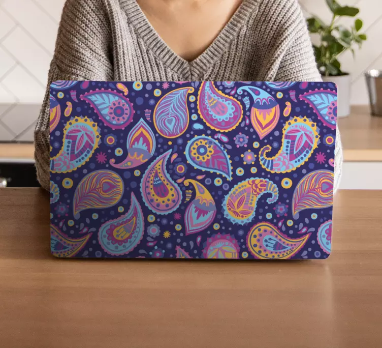 Färgglada paisleymönster klistermärke för bärbar - Tenstickers