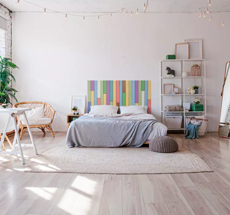 Färgglada sänggavel plankor sänggavel dekal - Tenstickers