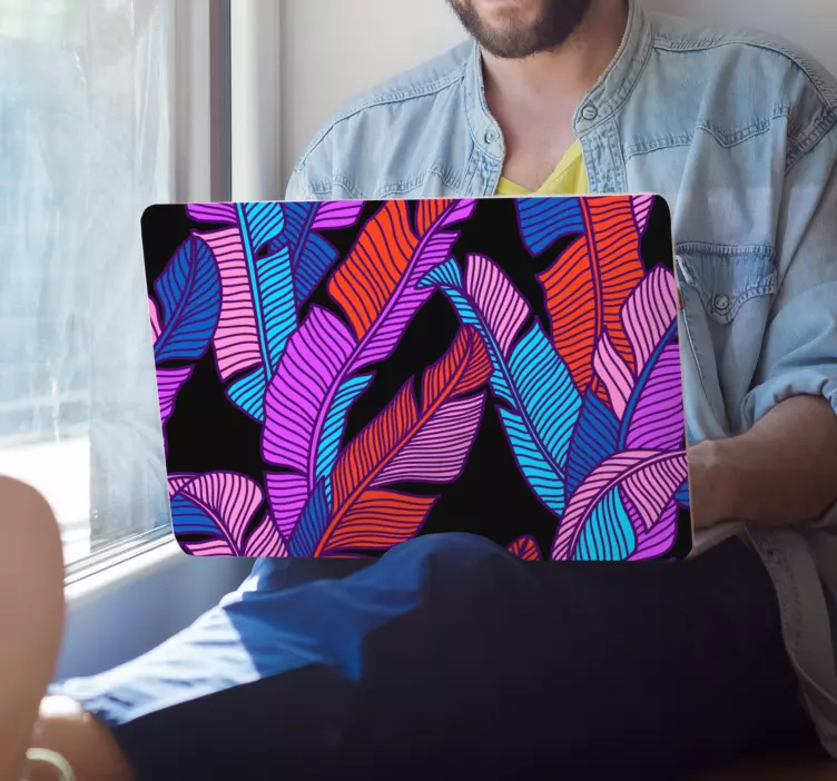 Färgglatt bladmönster klistermärke för bärbar - Tenstickers