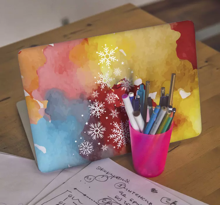 Färgglatt snöflingmönster klistermärke för bärbar - Tenstickers