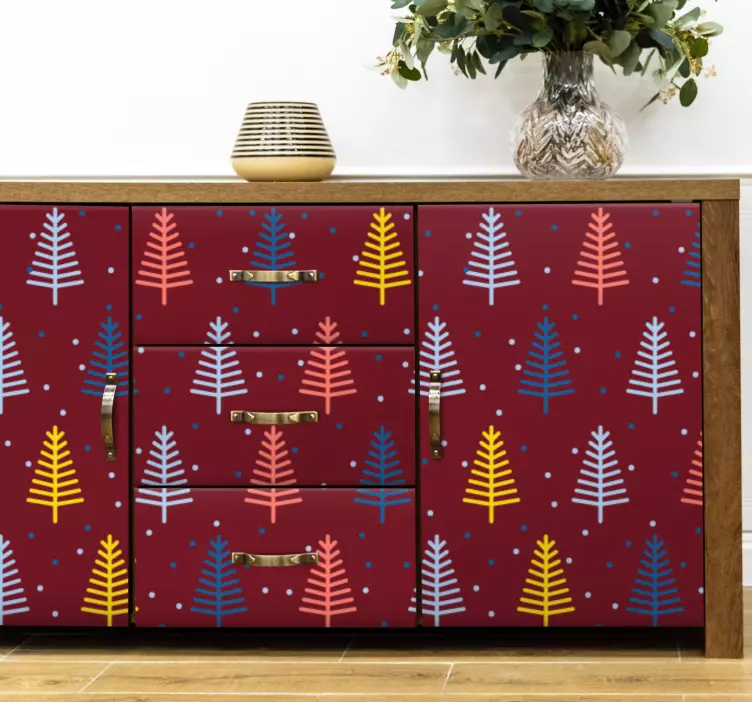 Jul klistermärke färgglad granmönster - Tenstickers