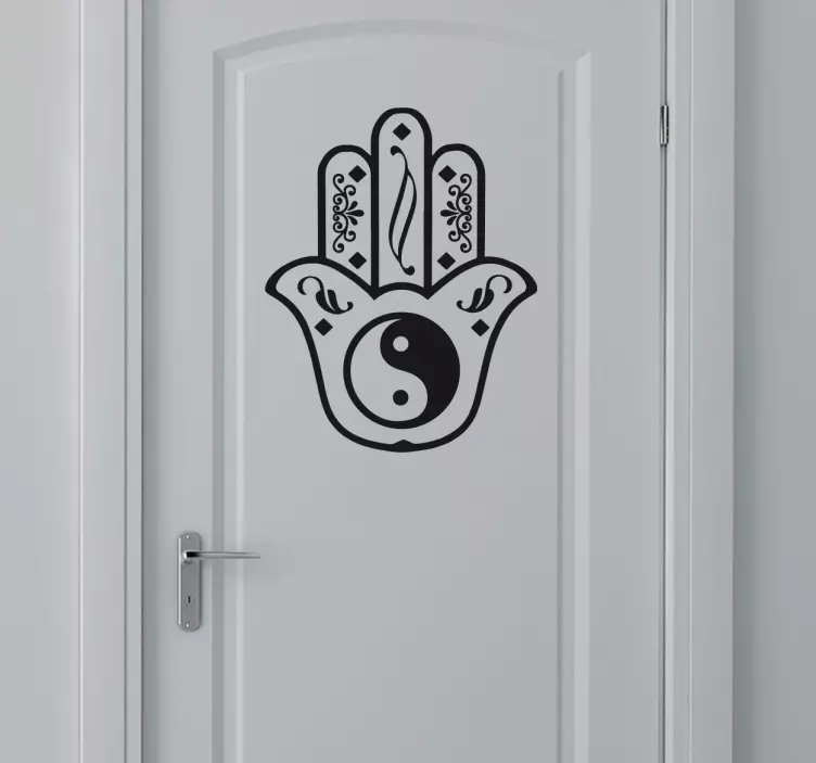 Fatimas hand ying och yang klistermärke - Tenstickers
