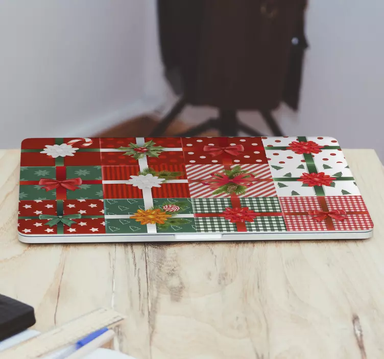 Festlig presentinslagning klistermärke för bärbar - Tenstickers