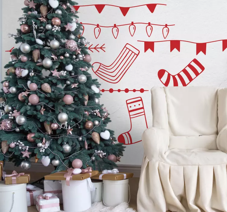 Festliga högtidsmönster Jul klistermärke - Tenstickers