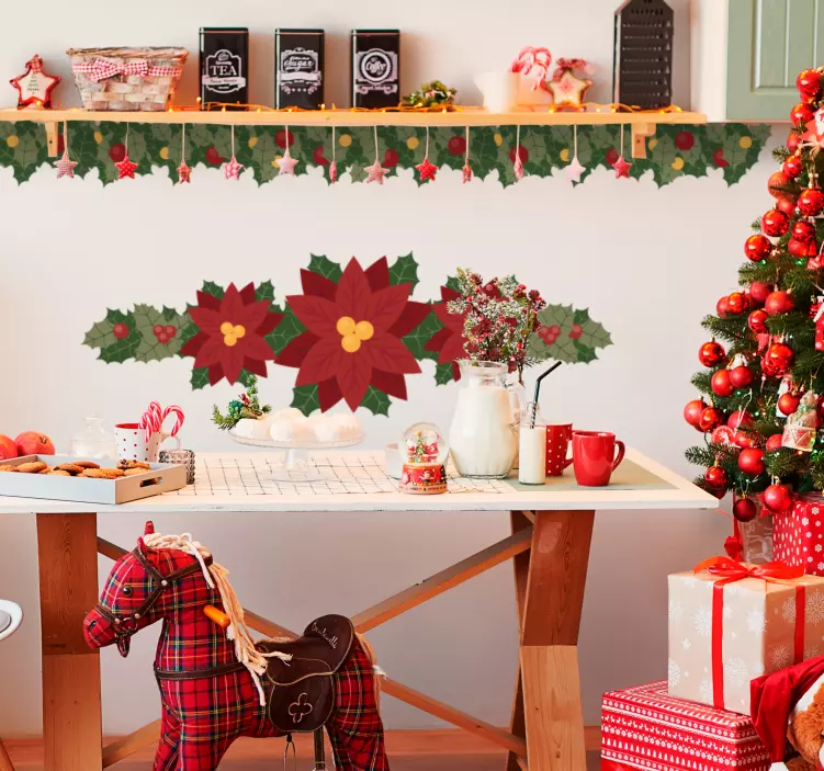 Festligt julstjärnemotiv event klistermärke - Tenstickers